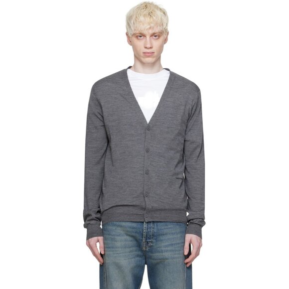 Men's V-Neck Button Front Merino Wool Cardigan - Picture 1 of 9